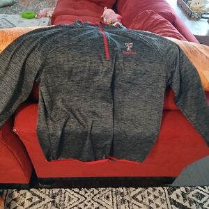 Colosseum Texaa Tech  Men's Charcoal Zip-Up Sweater with Crimson Details